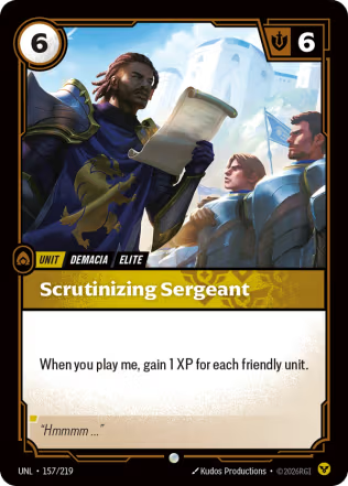 Scrutinizing Sergeant - Unleashed (UNL) Armchair Generals