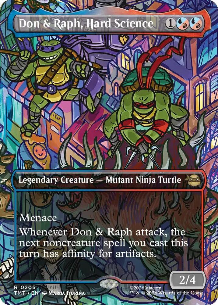 TMT - Teenage Mutant Ninja Turtles - Don & Raph, Hard Science (Borderless) (FOIL) Magic The Gathering