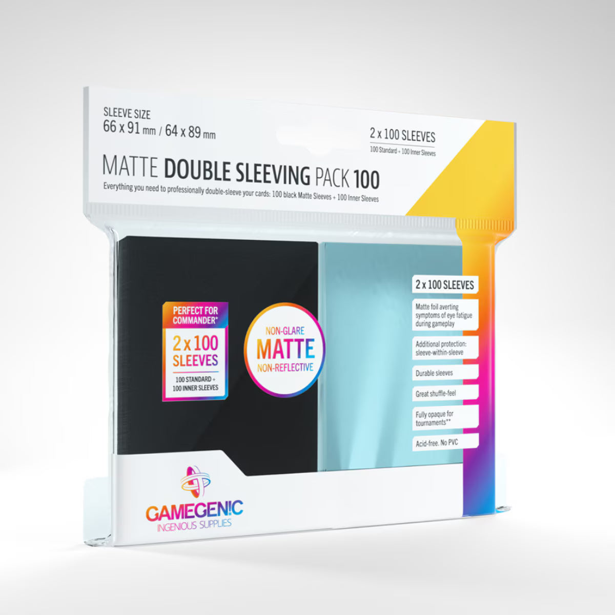 GameGenic - Matte Double Sleeving Pack: Black (100) GameGenic