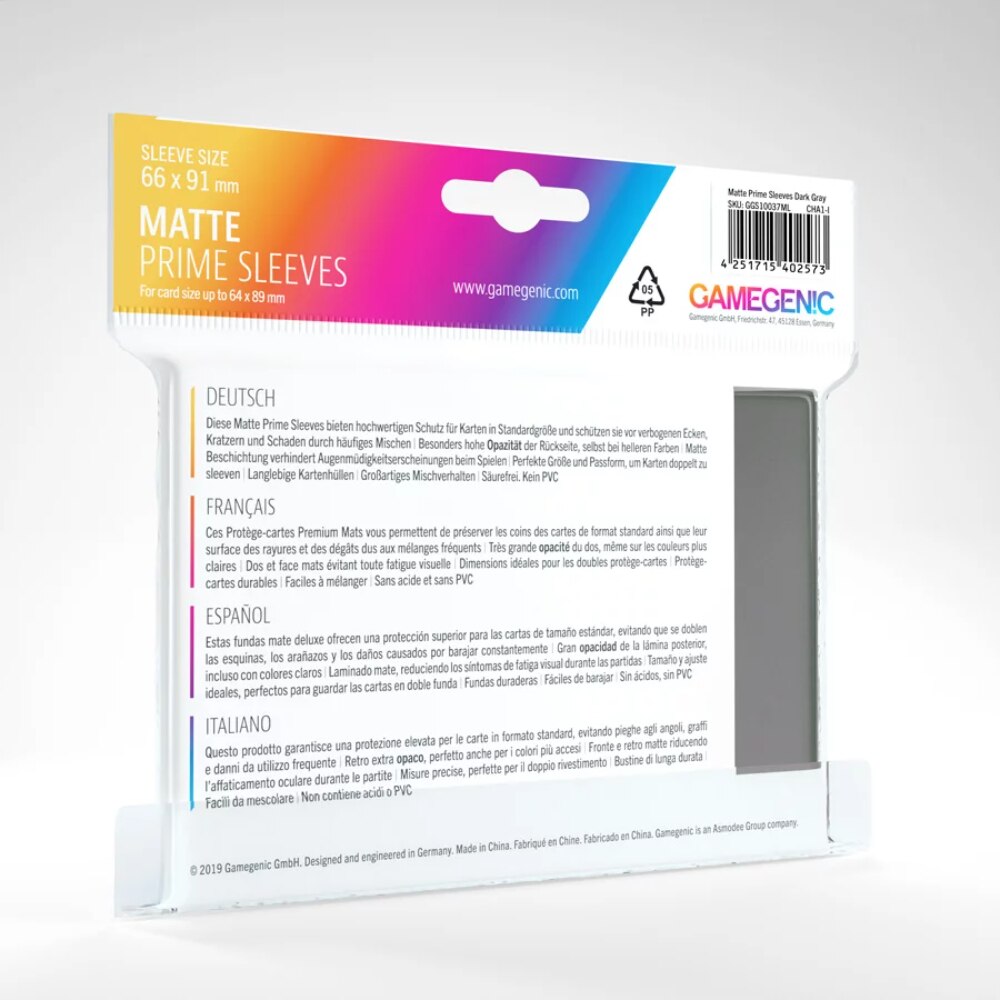 GameGenic - Matte Prime Sleeves: Grey (100) GameGenic
