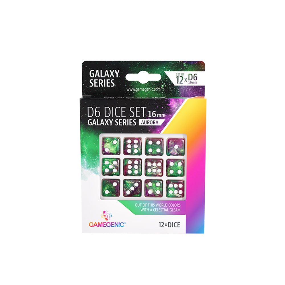 GameGenic - D6 Dice Set 16mm - Galaxy Series - Aurora (12) GameGenic