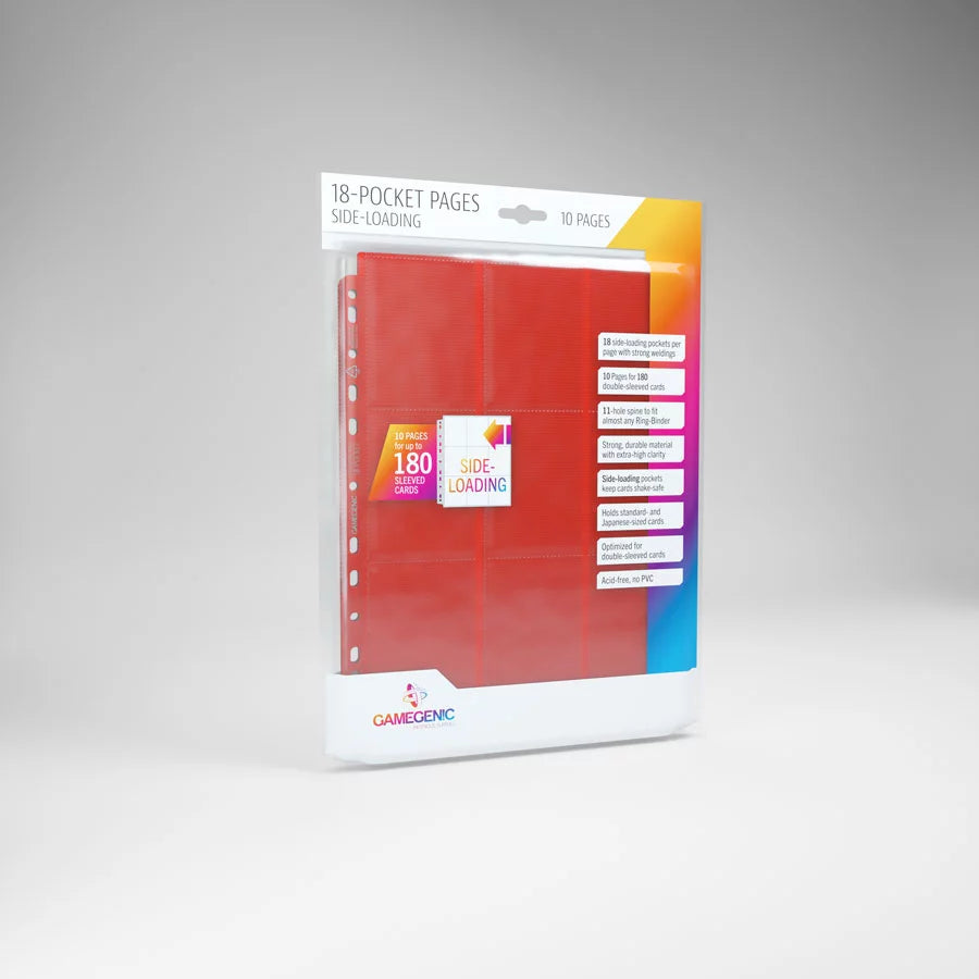 GAMEGENIC 18-POCKET PAGES SIDE-LOADING 10 pages (Red) GameGenic