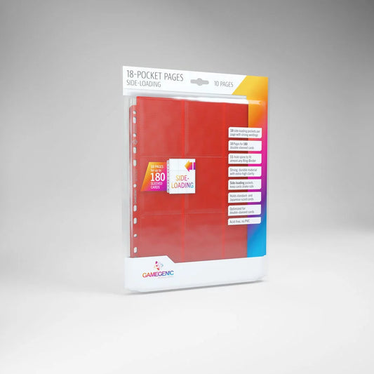 GAMEGENIC 18-POCKET PAGES SIDE-LOADING 10 pages (Red) GameGenic