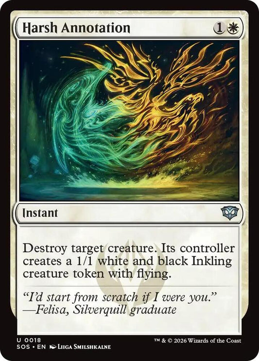 SOS - Secrets Of Strixhaven - Harsh Annotation Magic The Gathering