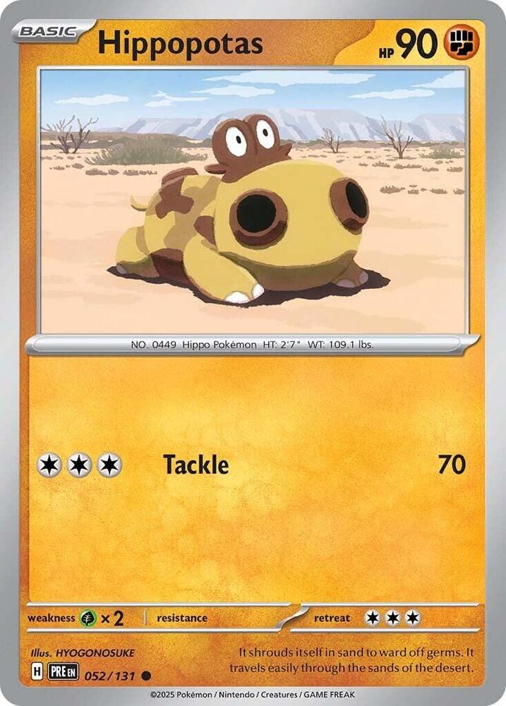 Pokemon - SV: Prismatic Evolutions (PRE) - Hippopotas - 052/131 (FIGHTING REVERSE FOIL) Pokemon