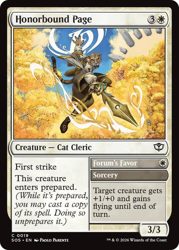 SOS - Secrets Of Strixhaven - Honorbound Page Magic The Gathering