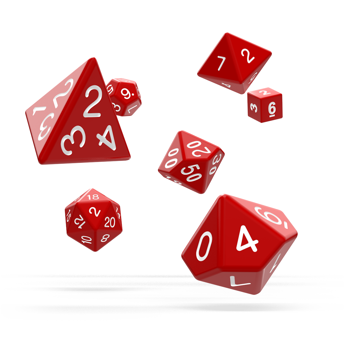 oakie doakie DICE RPG Set Solid: Red (7) Oakie Doakie