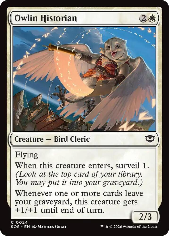 SOS - Secrets Of Strixhaven - Owlin Historian Magic The Gathering