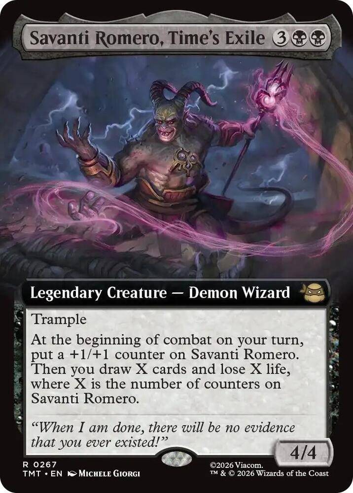 TMT - Teenage Mutant Ninja Turtles - Savanti Romero, Time's Exile (Extended Art) (FOIL) Magic The Gathering