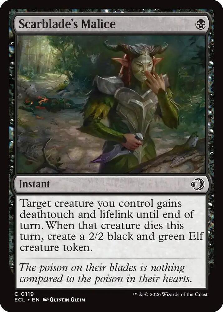 ECL - Lorwyn Eclipsed MTG Card - Scarblade's Malice (FOIL) Magic The Gathering
