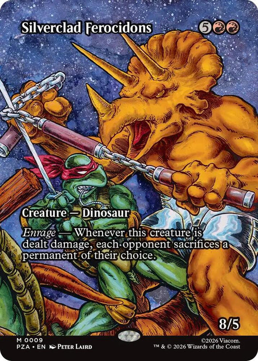 PZA - Teenage Mutant Ninja Turtles Source Material - Silverclad Ferocidons (Borderless) Magic The Gathering
