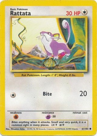 Rattata (61/102) [Base Set Unlimited] Damaged Pokemon