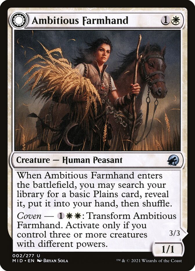 Ambitious Farmhand // Seasoned Cathar (Foil) Magic The Gathering