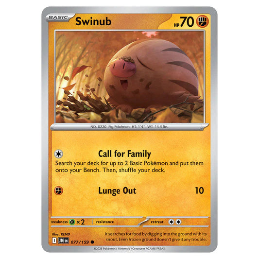 Pokemon - Scarlet & Violet - Journey Together - Swinub - 077/159 Pokemon